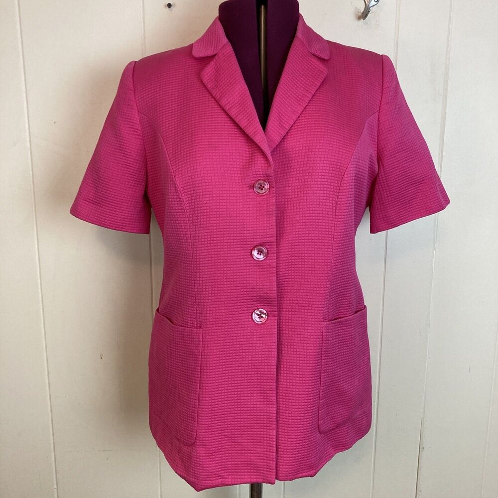 Valentino Carisma Rouge Waffle Texture Jacket 14 Italy Vintage 80s Blazer